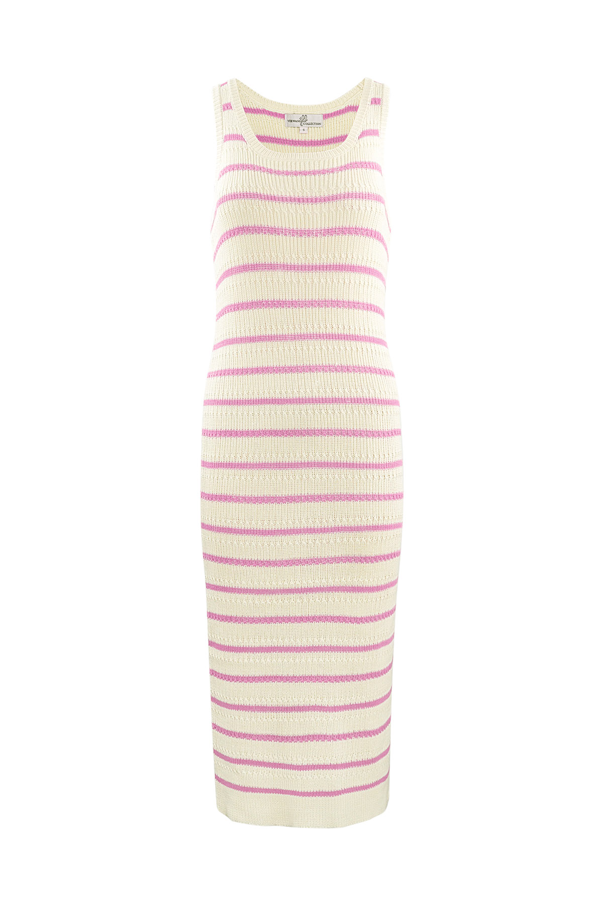 Knitted dress with stripes - pink 2