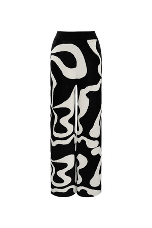 Pantolon organik çizgili baskı - siyah beyaz h5 