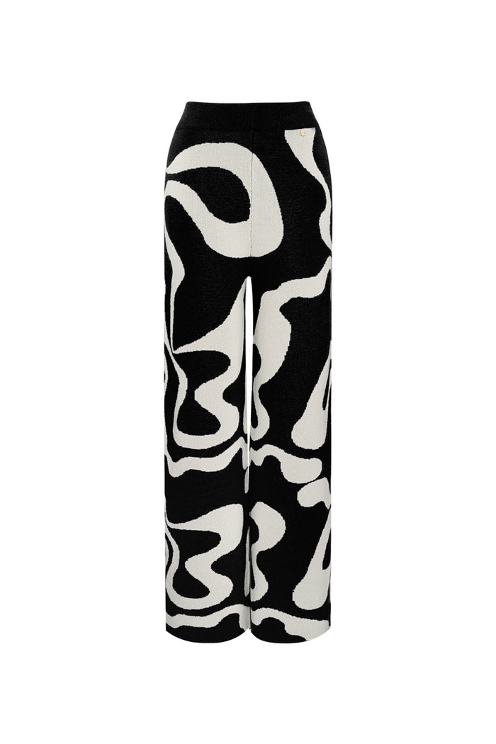 Pantalon imprimé rayures bio - noir et blanc 