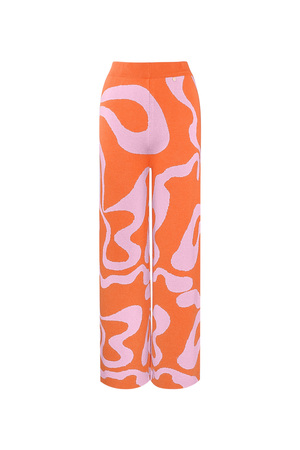 Pantalon imprimé rayures bio - orange et rose h5 