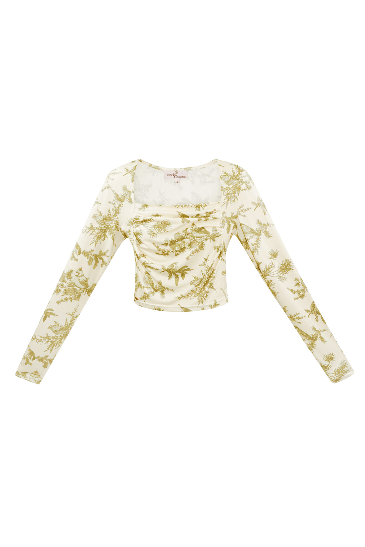 Long sleeve flower top - beige  2