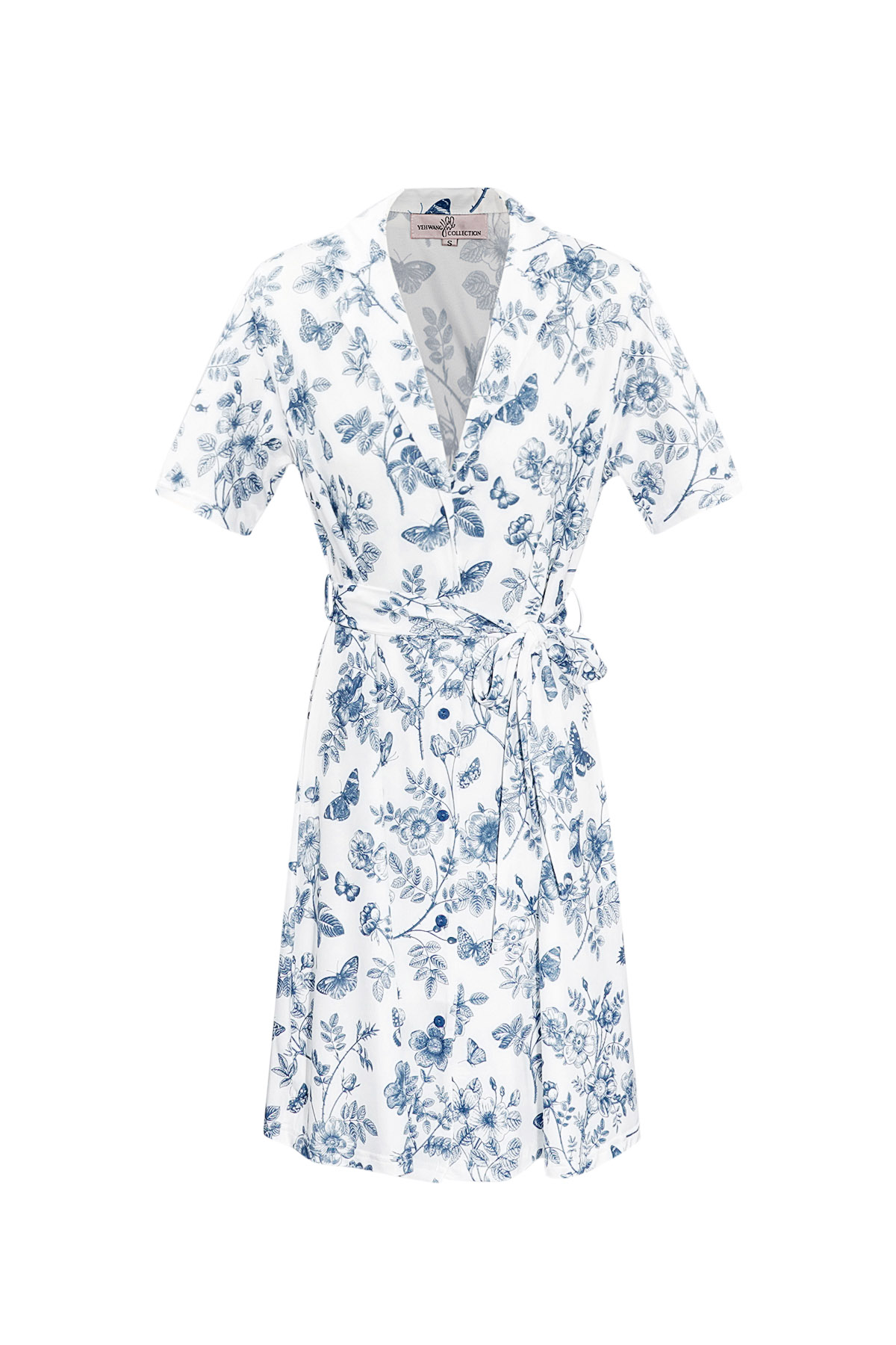 Flower dress with bow - blue  h5 