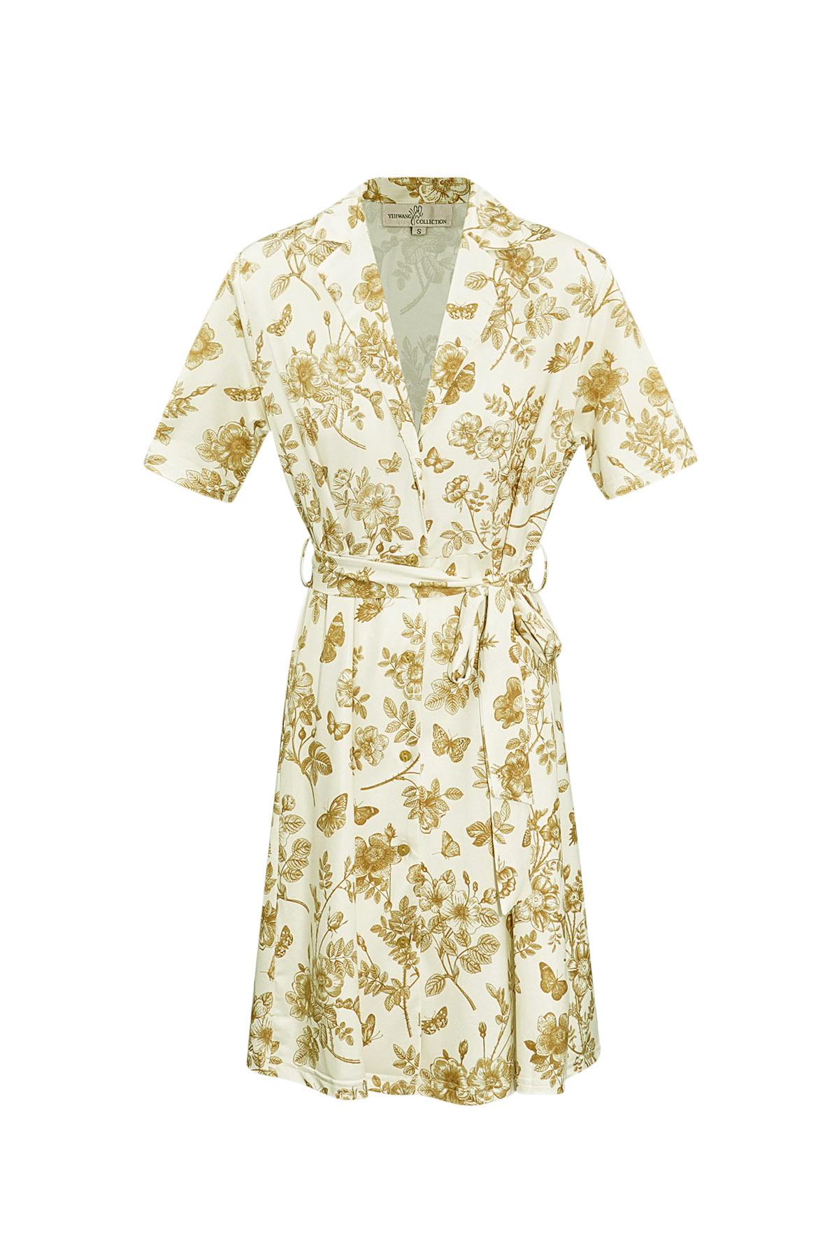 Flower dress with bow - beige 