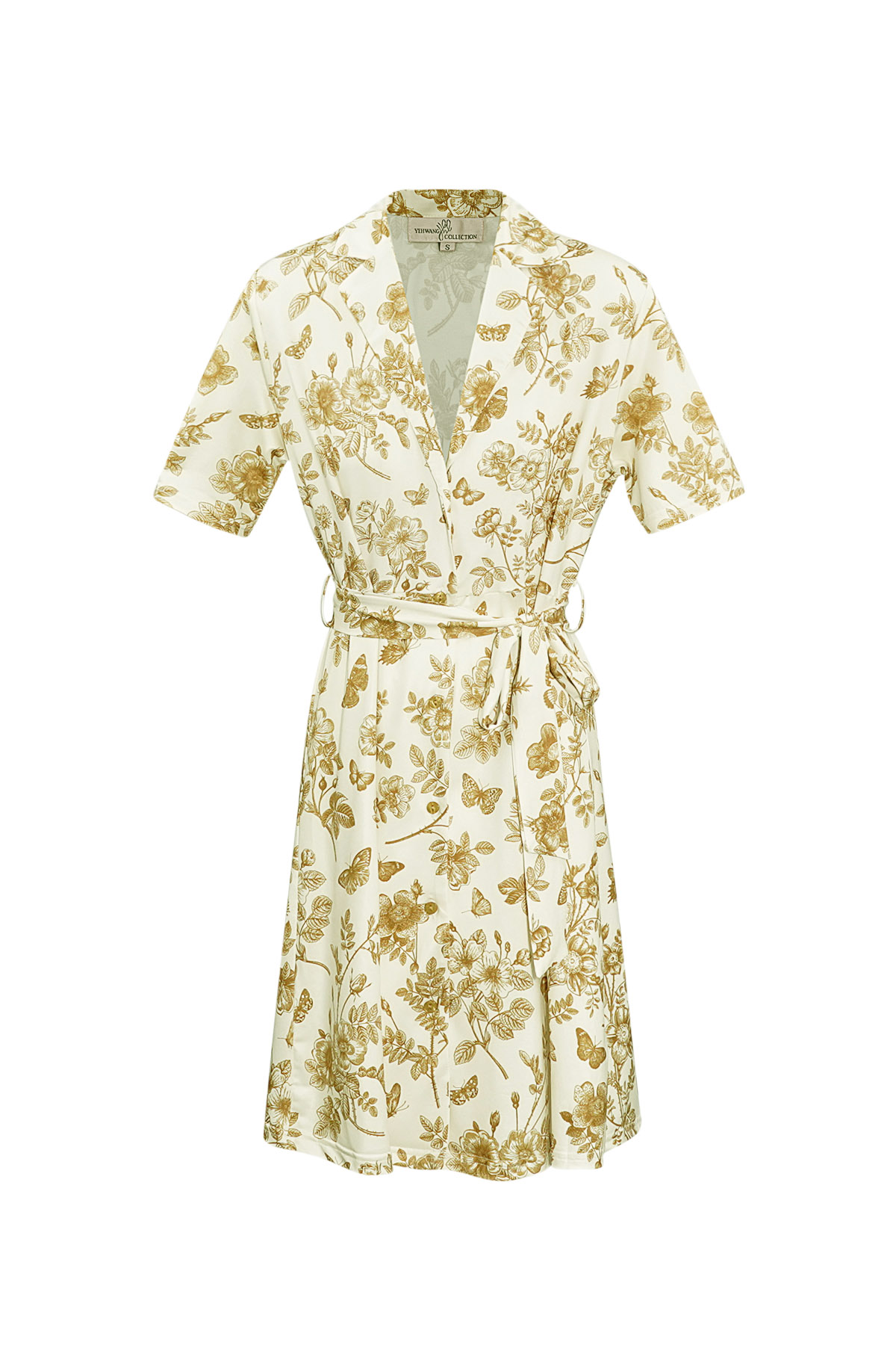 Flower dress with bow - beige  2