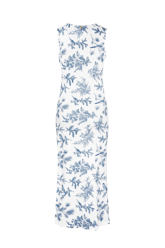 Çiçekli Uzun Elbise - Mavi Resim2