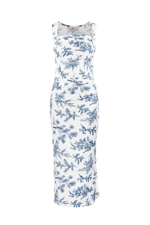 Çiçekli Uzun Elbise - Mavi h5 