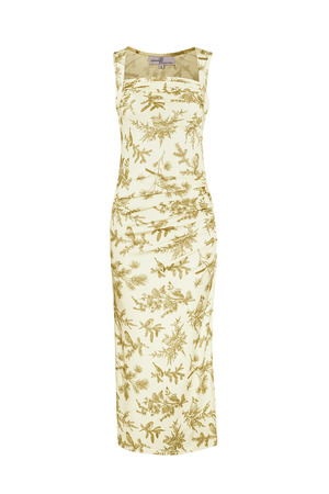 Bloemrijke lange jurk - beige h5 