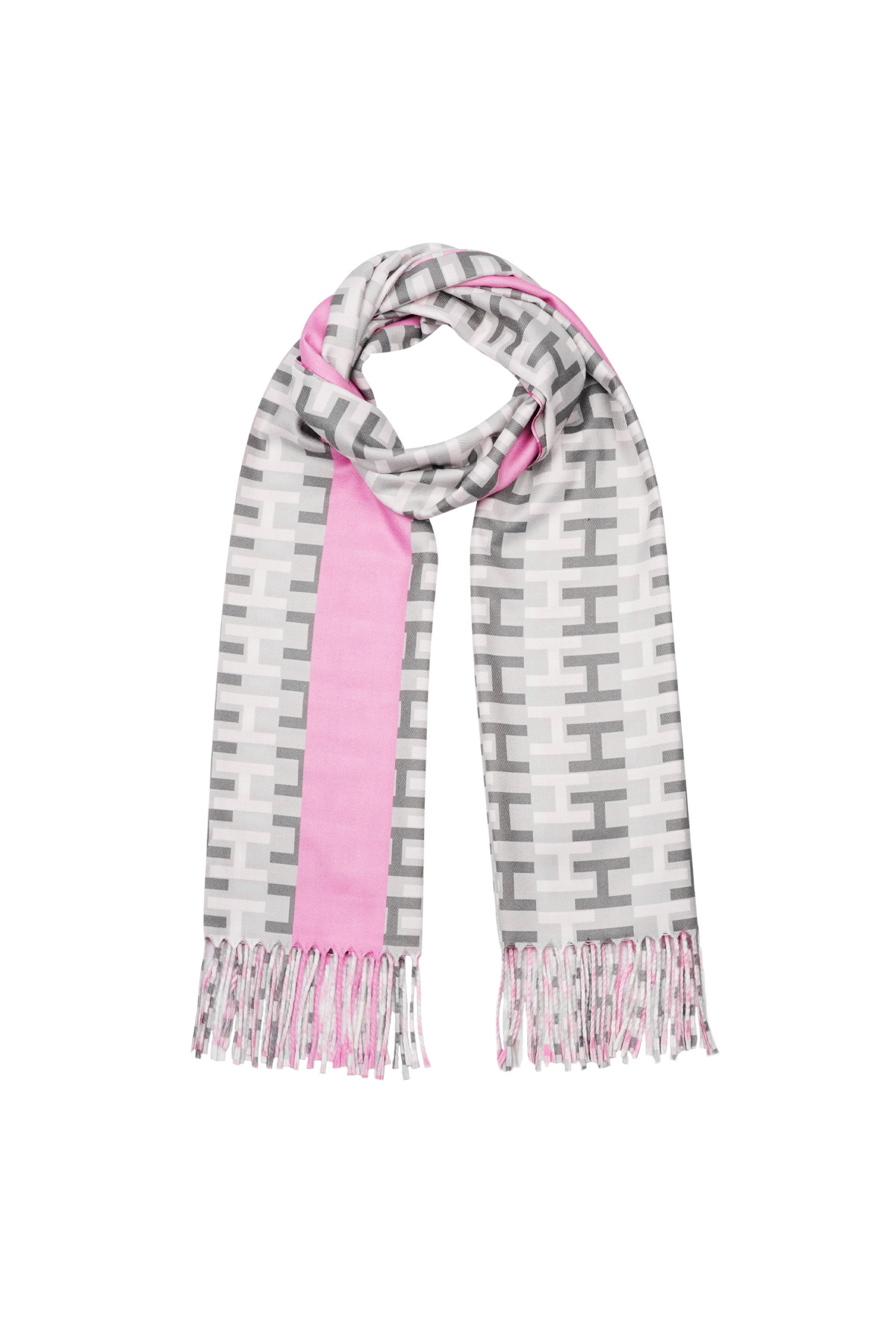 letter H scarf - pink