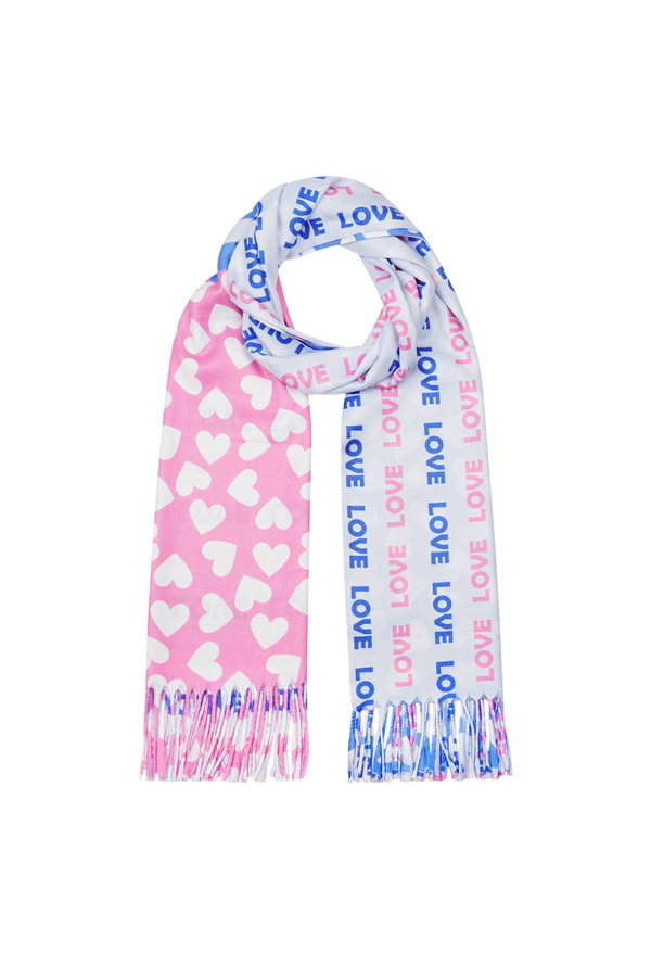 Sjaal met dubbele print - roze-blauw