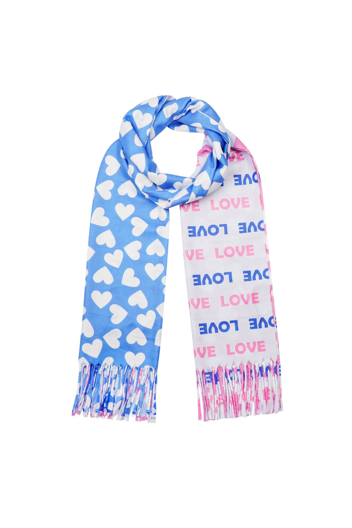 Sjaal met dubbele print - roze-blauw Afbeelding5