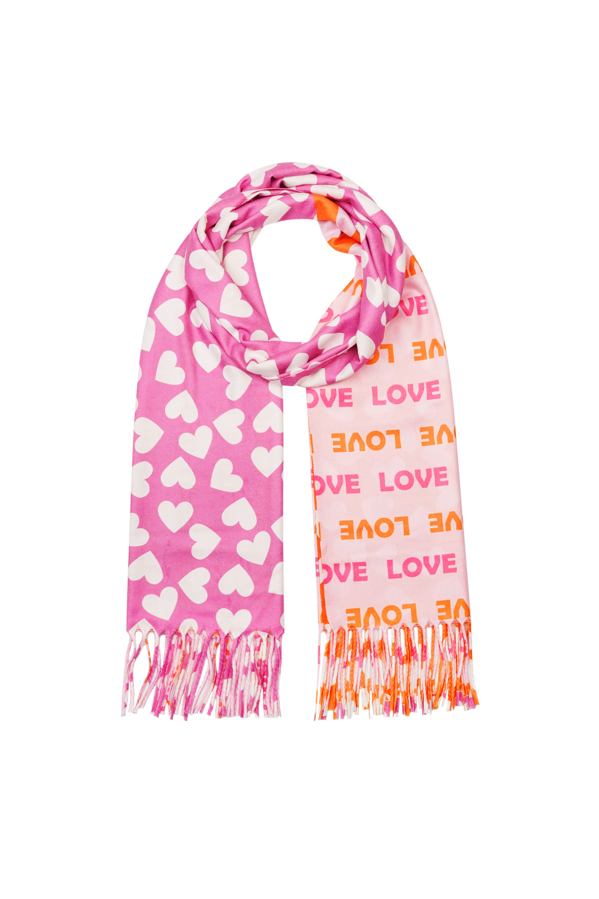 Bufanda con doble estampado - naranja-rosa h5 Imagen5