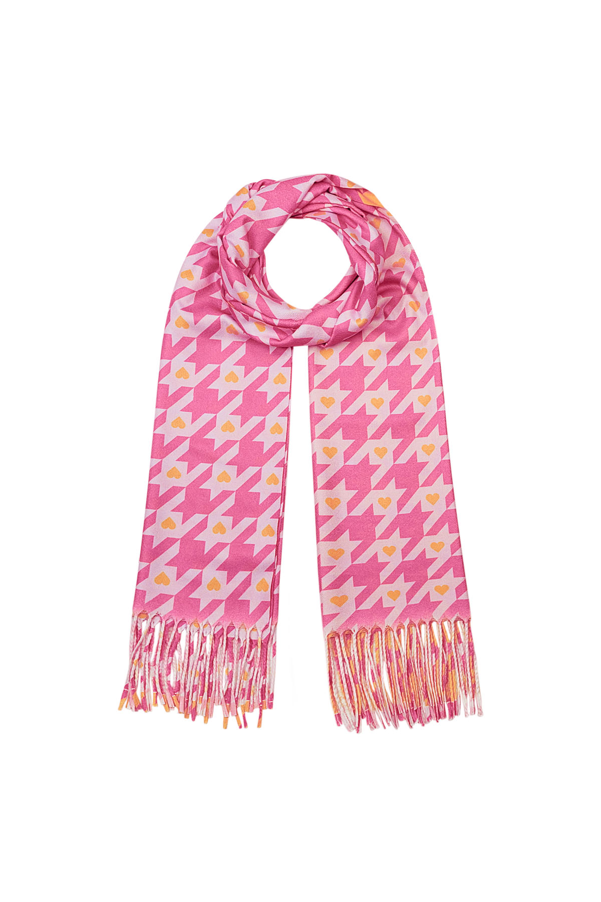 Scarf with love and hearts print - orange-pink h5 Picture2