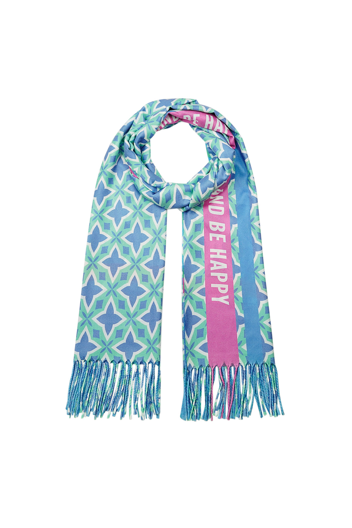 Foulard motif coloré - bleu-vert h5 