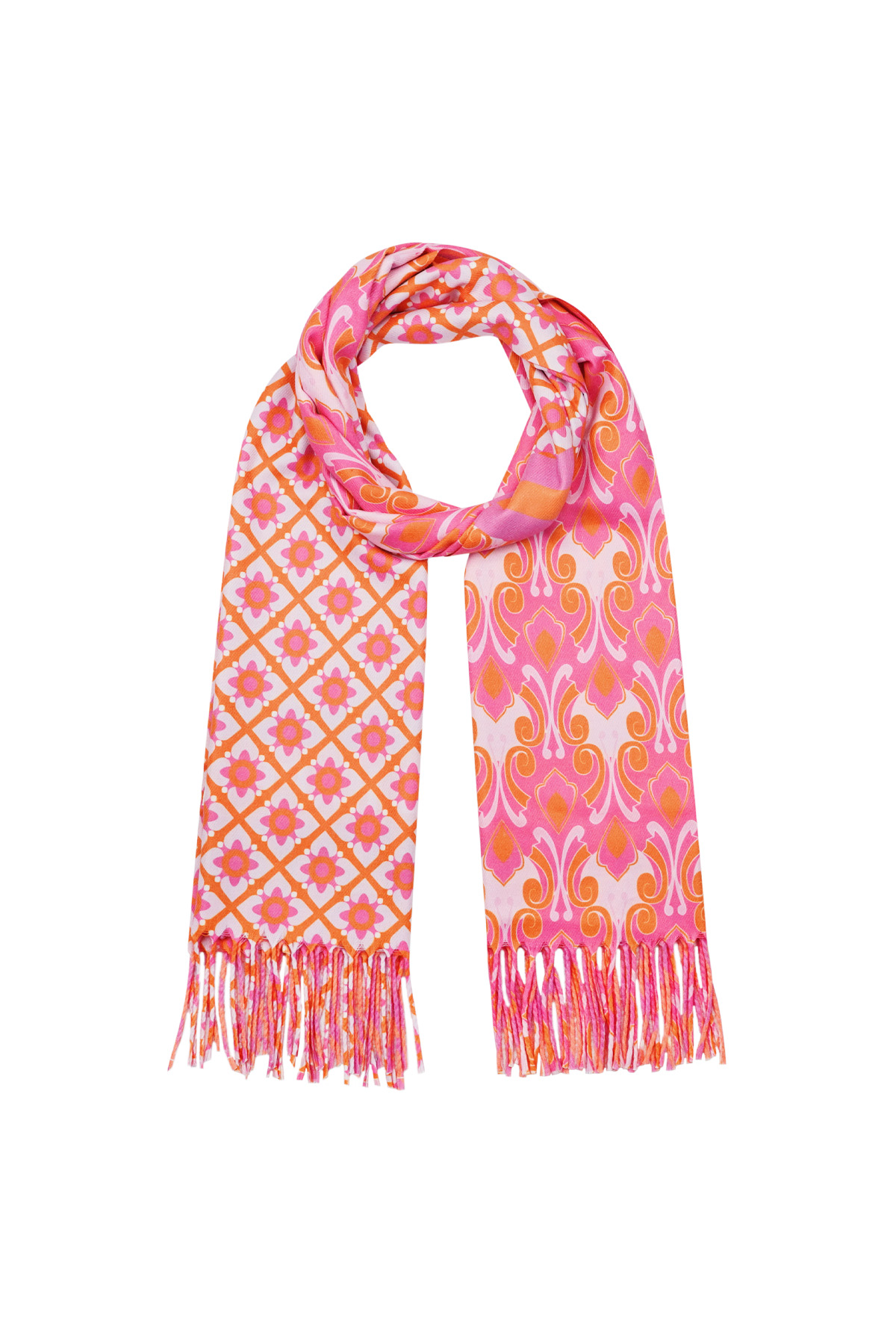 Duo foulard imprimé - rose-orange h5 Image2