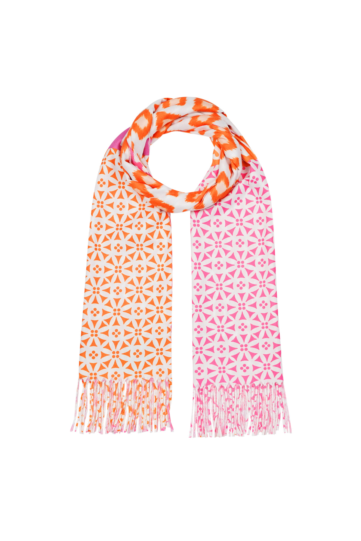 scarf flower pattern - orange-pink h5 