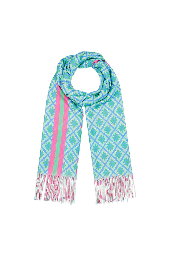 kleurrijke sjaal in a good mood - roze-groen Afbeelding4