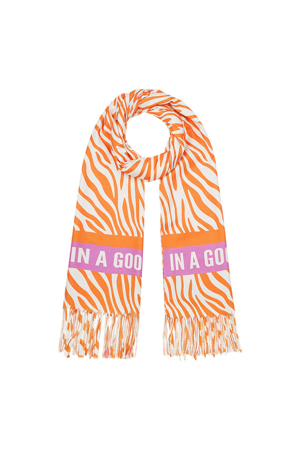 colorful scarf in a good mood - orange-pink