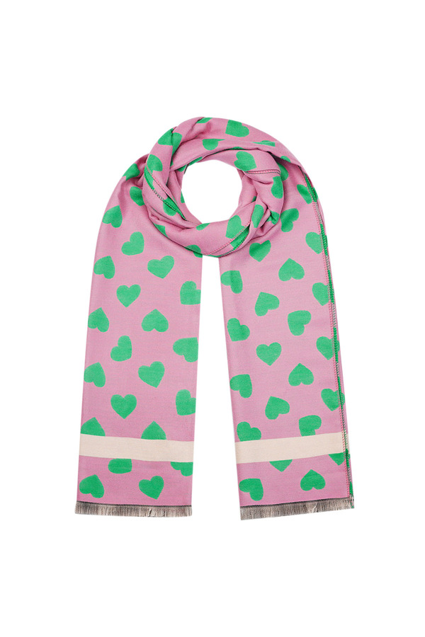 Happy heart scarf - pink/green