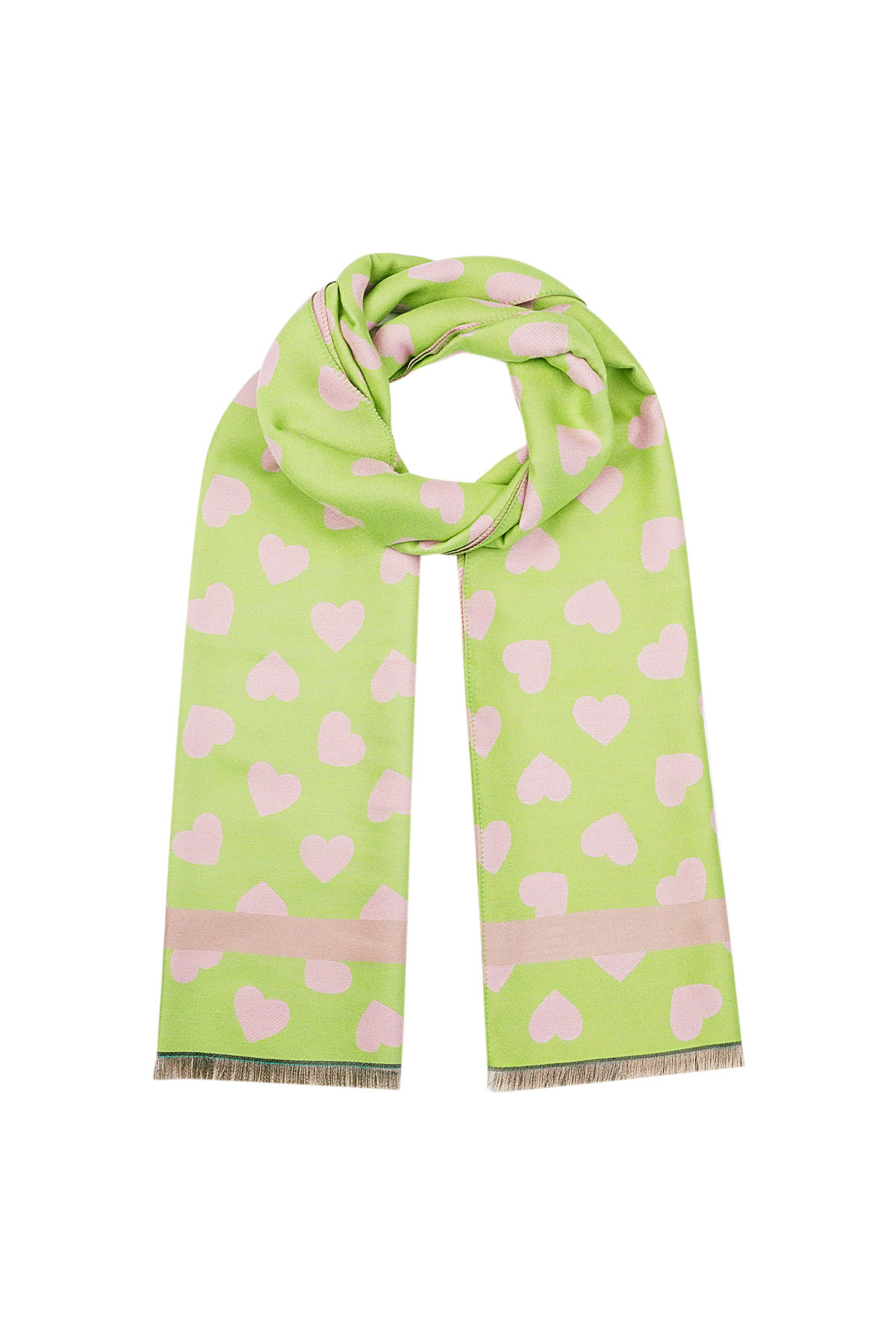 Happy hearts scarf - green