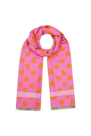 Happy heart scarf - Orange/pink h5 