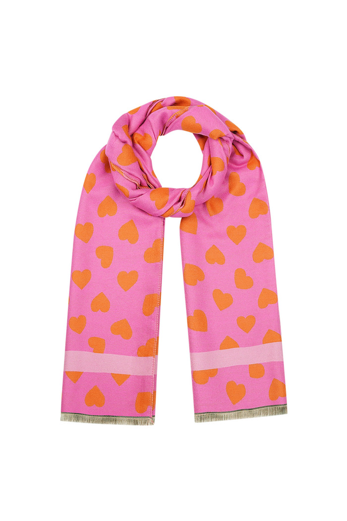 Happy hartjes sjaal - Oranje/ roze 
