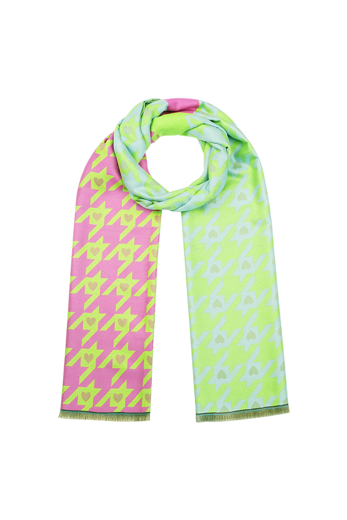 Neon heart scarf - blue/green 2