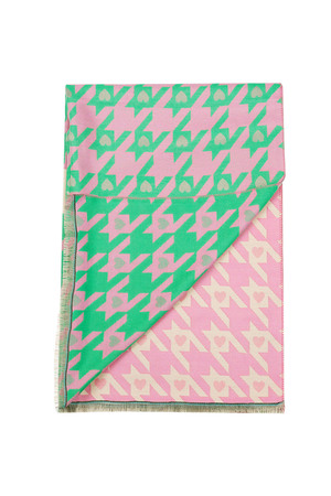 Neon hartjes sjaal - roze/ groen h5 Afbeelding4