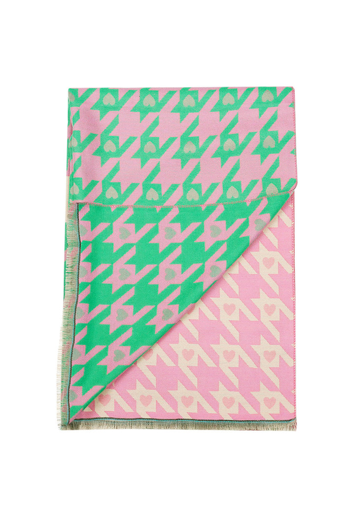 Neon hartjes sjaal - roze/ groen Afbeelding4