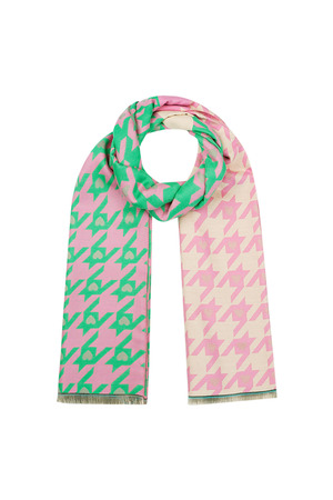 Neon hartjes sjaal - roze/ groen h5 