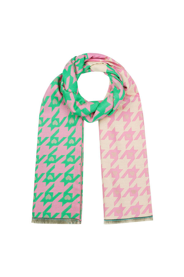Neon hartjes sjaal - roze/ groen