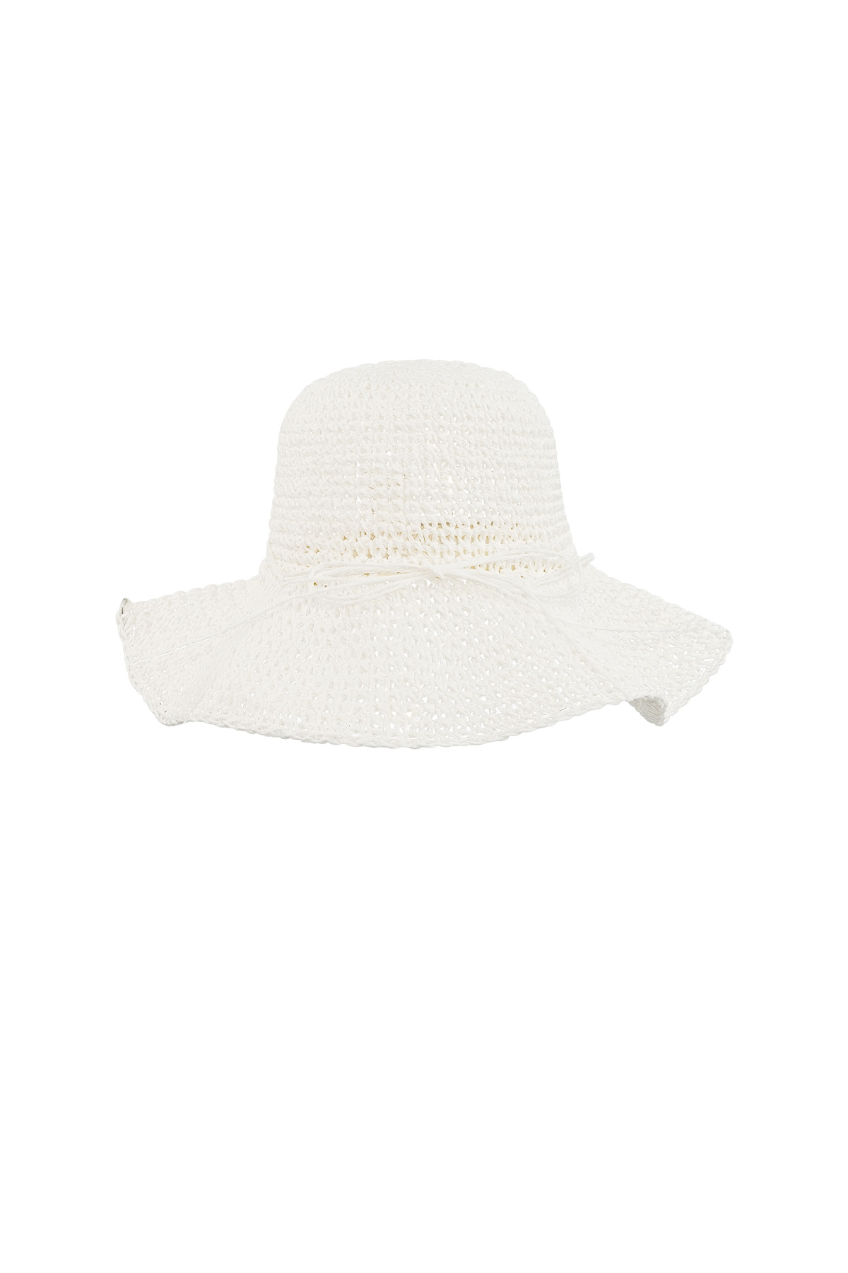 Crochet hoed met strik - wit