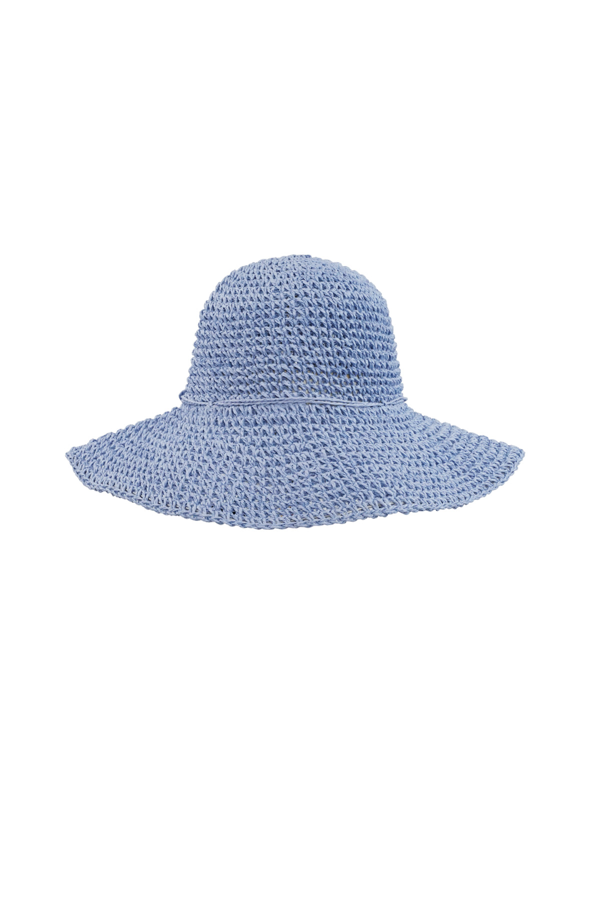 Crochet hoed met strik - blauw Afbeelding5