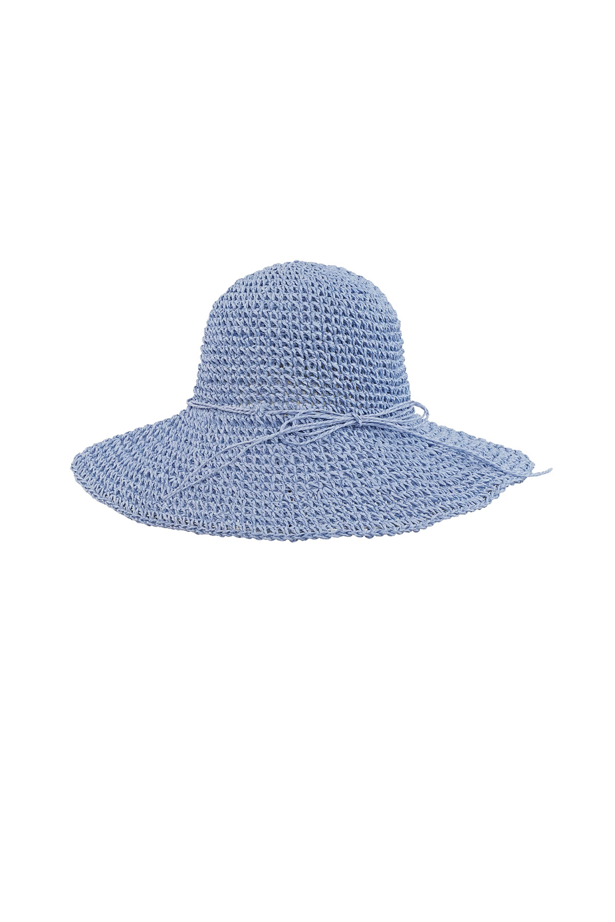 Crochet hoed met strik - blauw