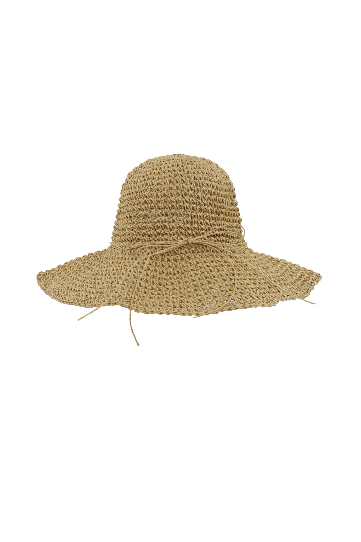 Simpele hoed met strik - bruin 