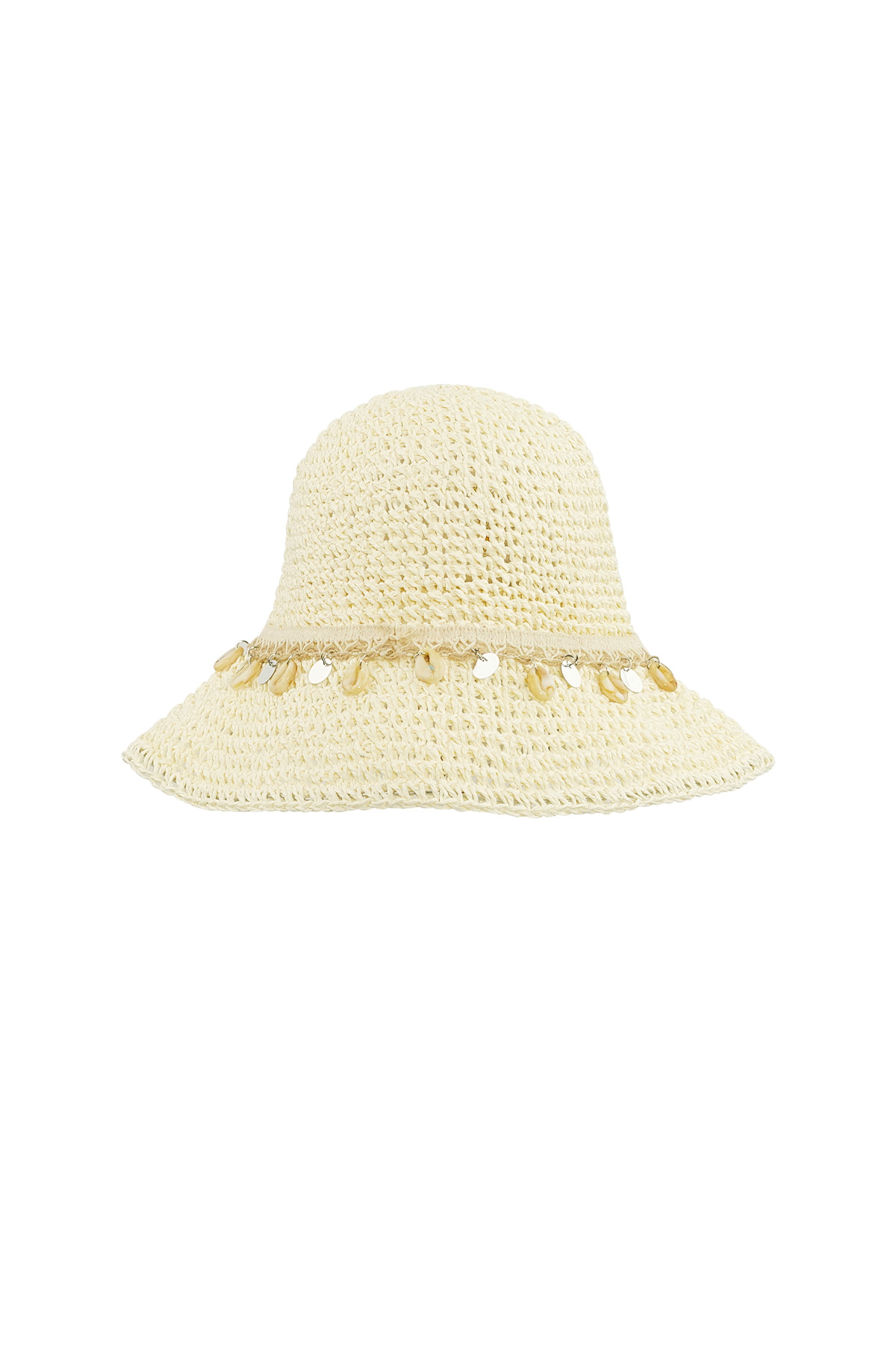 Beach hat with shells - off-white