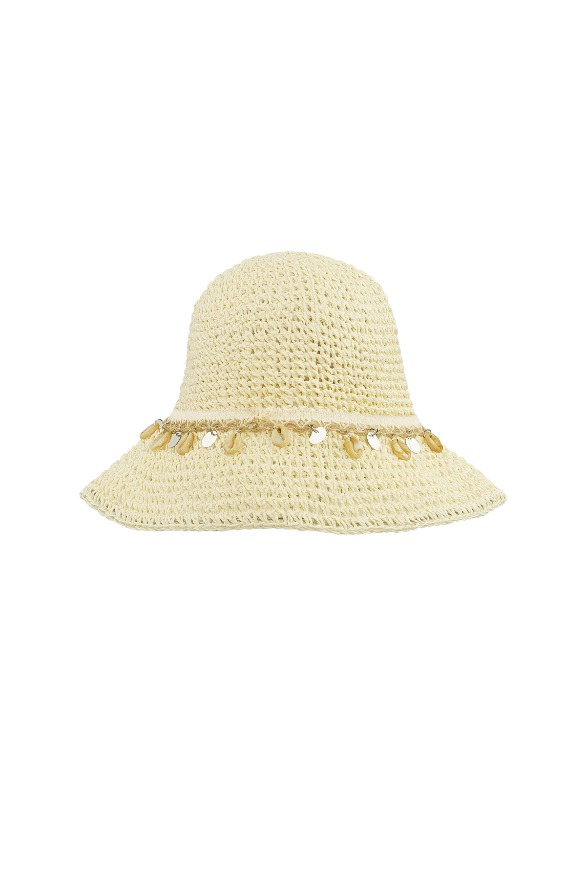 Beach hat with shells - beige