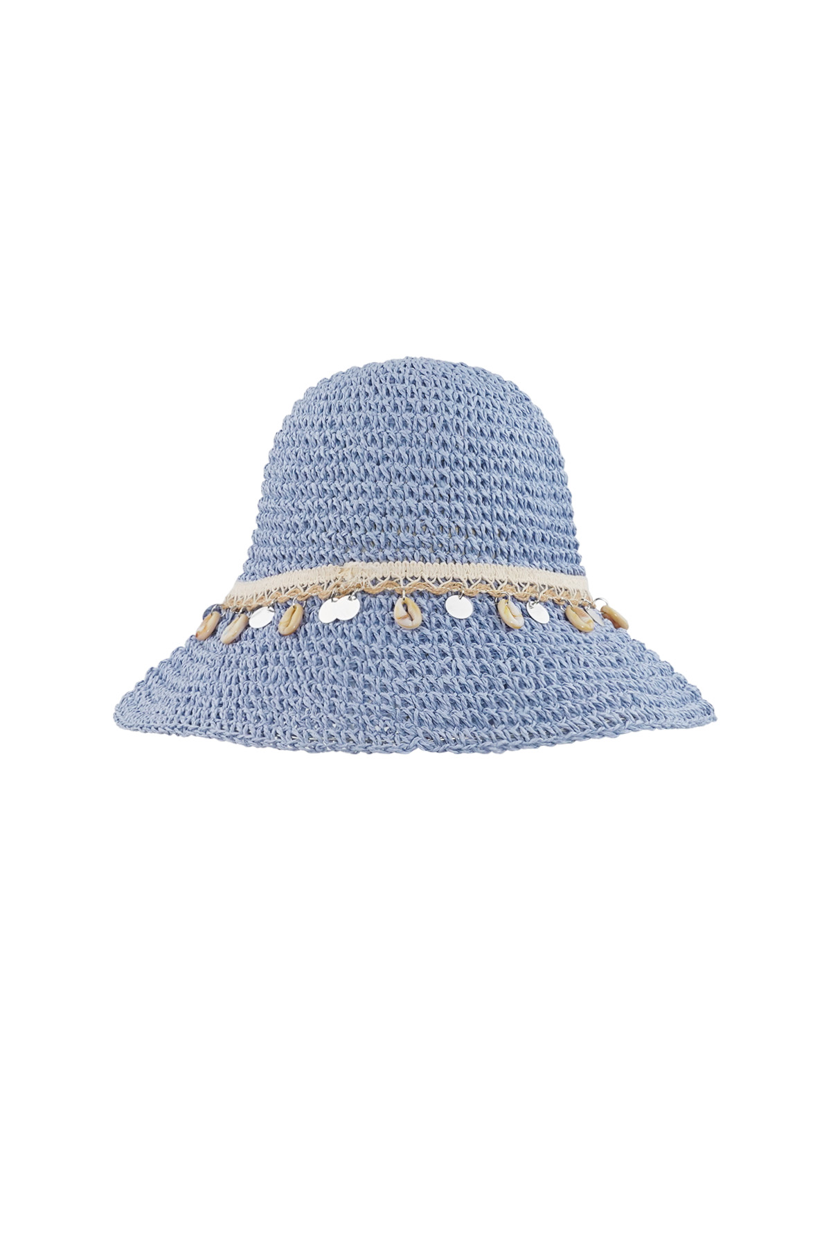 Chapeau de plage à coquillages - bleu 