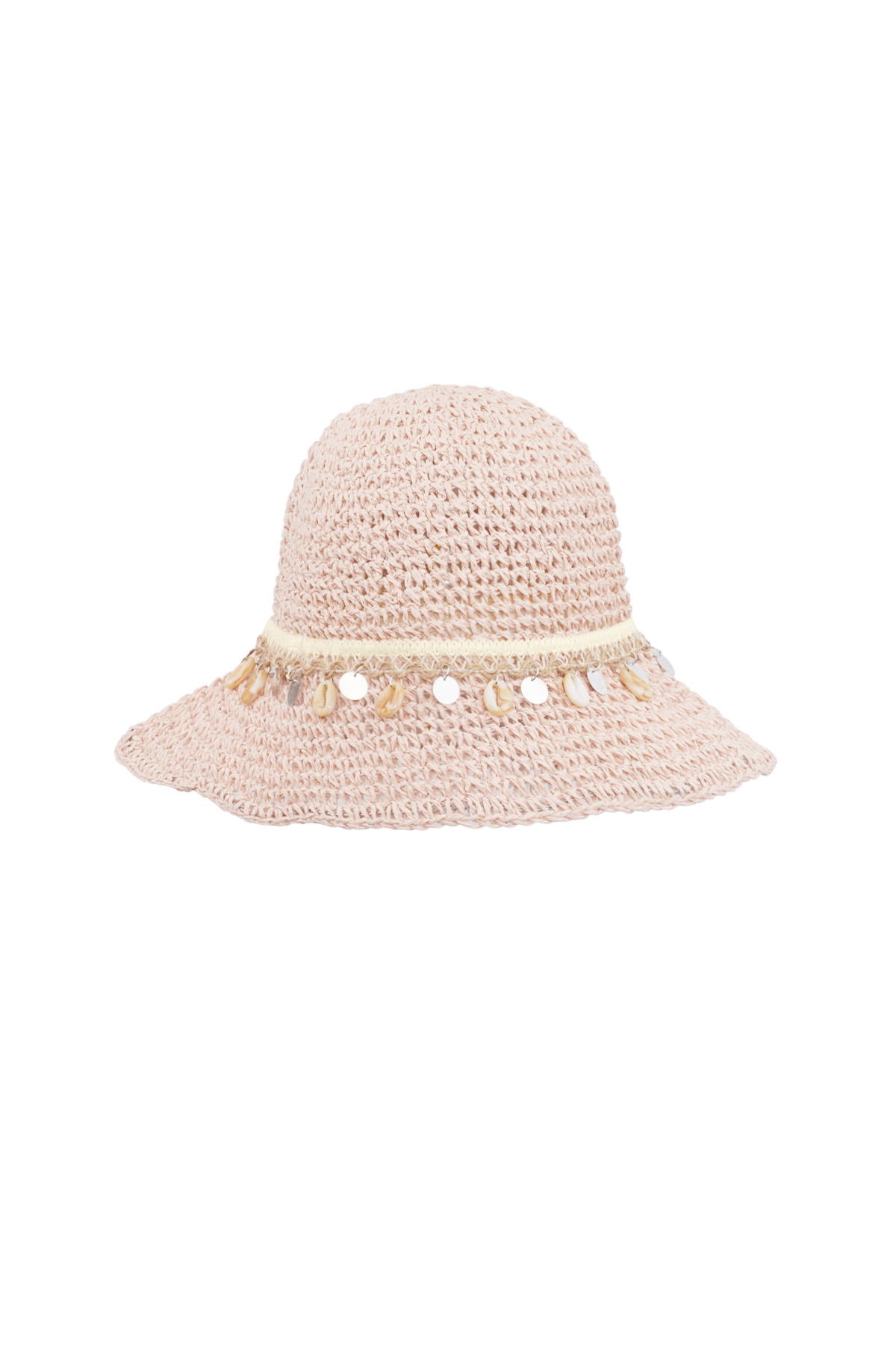 Cappello da spiaggia con conchiglie - rosa