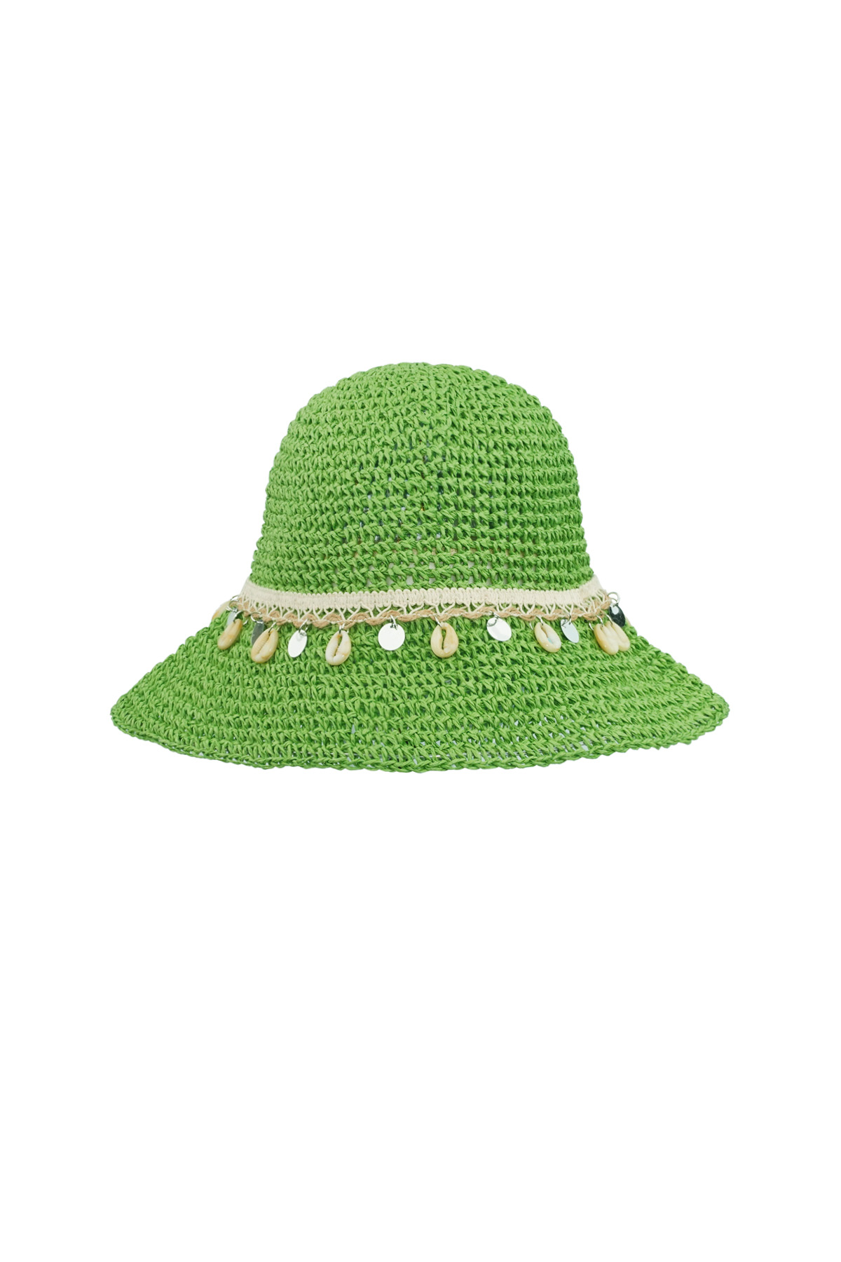 Chapeau de plage à coquillages - vert h5 