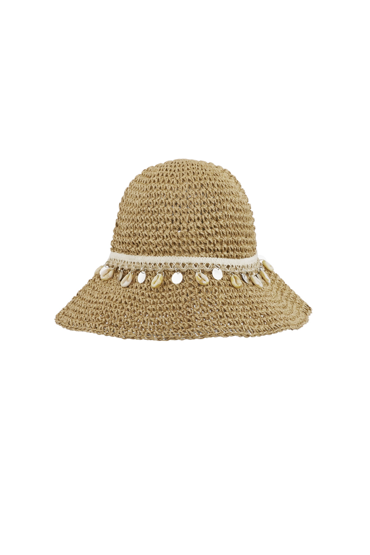 Beach hat with shells - brown