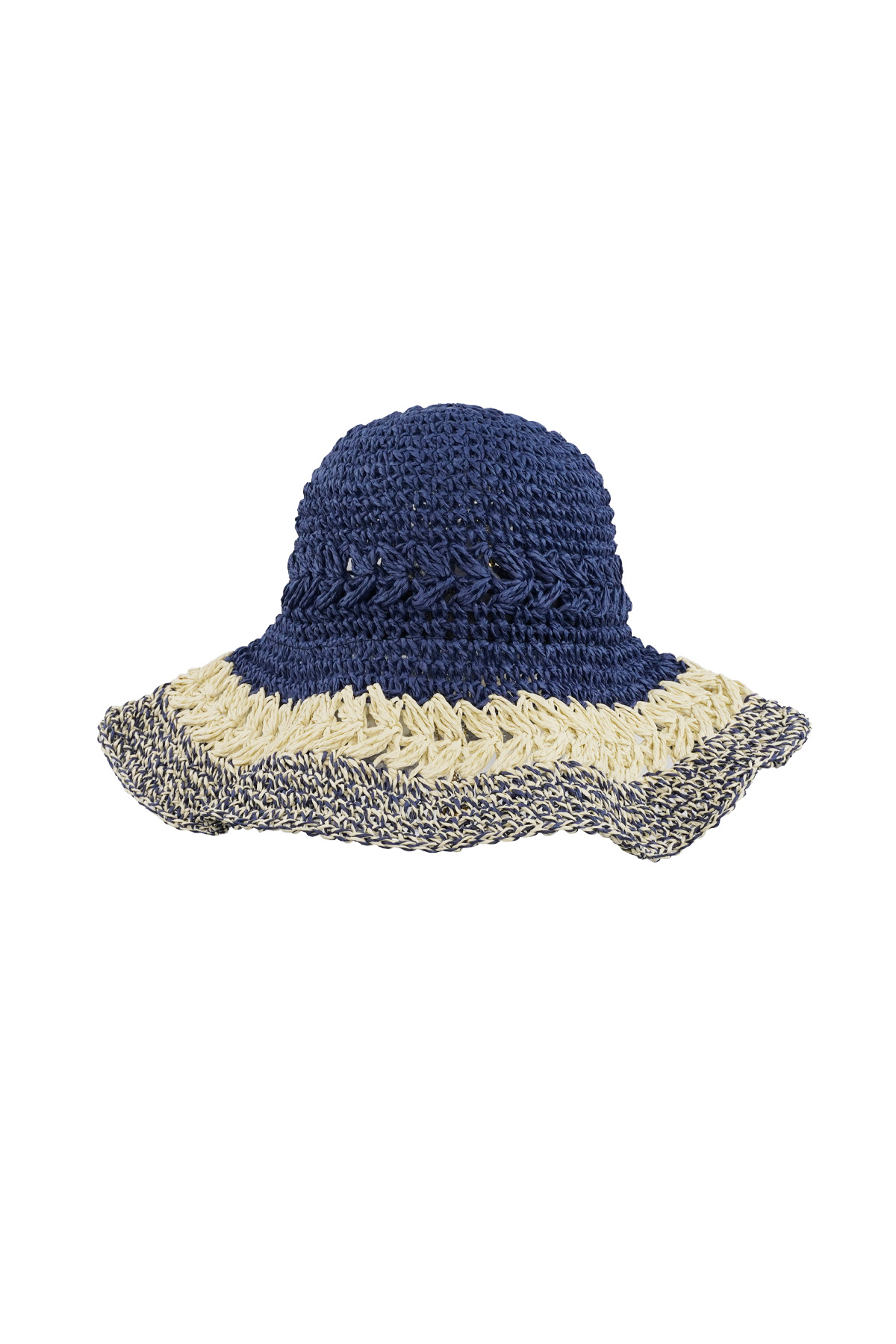 Gevlochten hoed met lagen - marineblauw