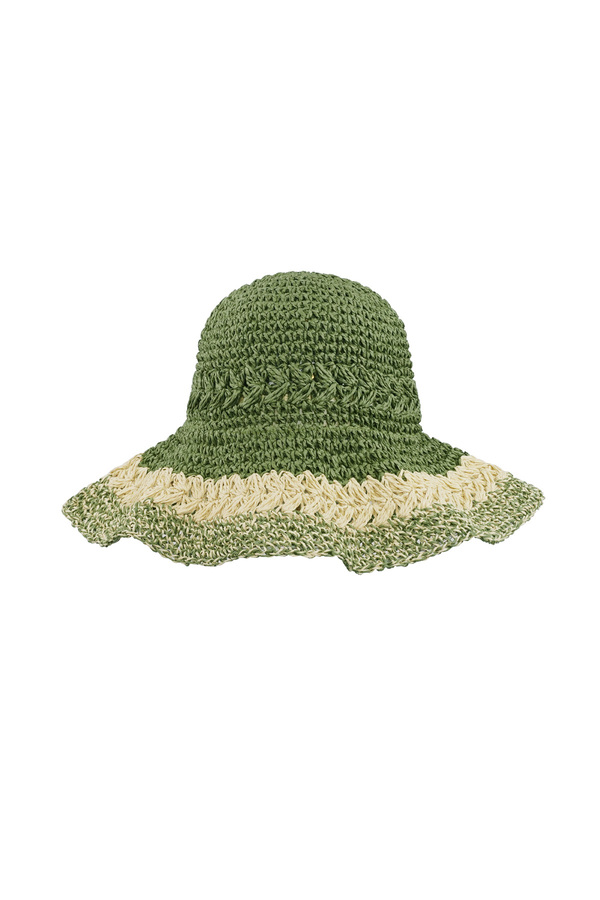 Katmanlı örgülü şapka - yeşil 