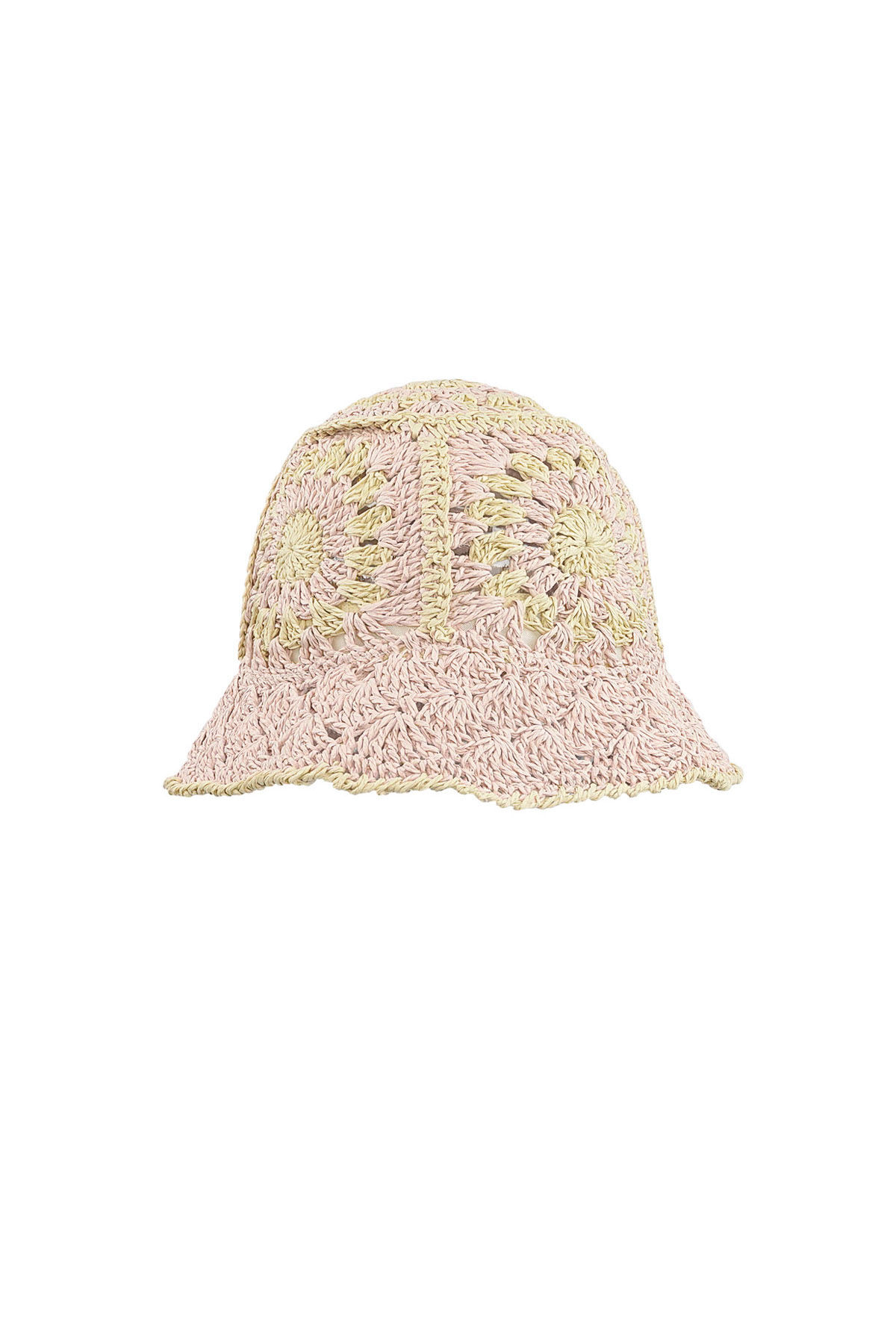 Gorro de crochet con flores - rosa h5 