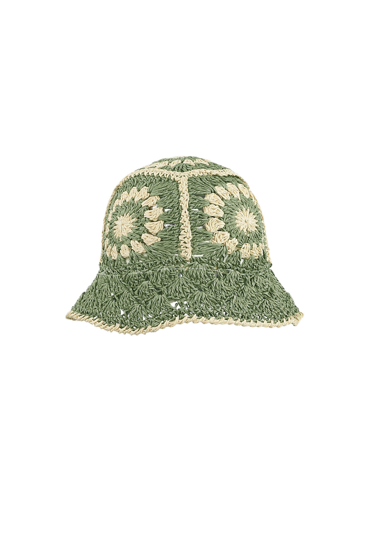 Crochet hoedje met bloemen - donkergroen h5 