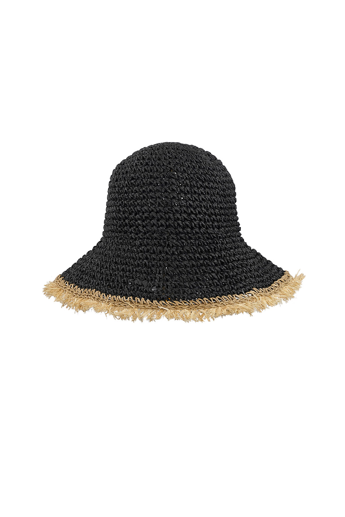 Hat with colored brim - black 