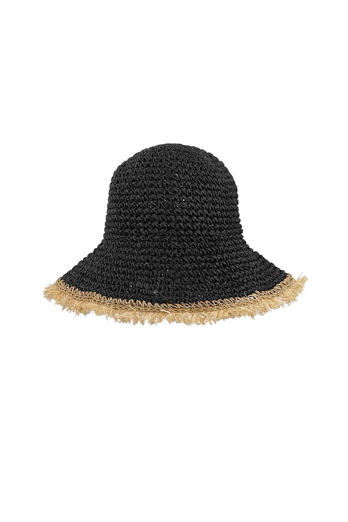 Hat with colored brim - black  2