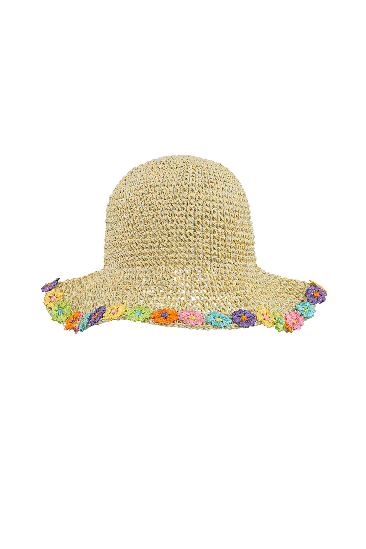 Hat with floral brim - beige  h5 Picture3