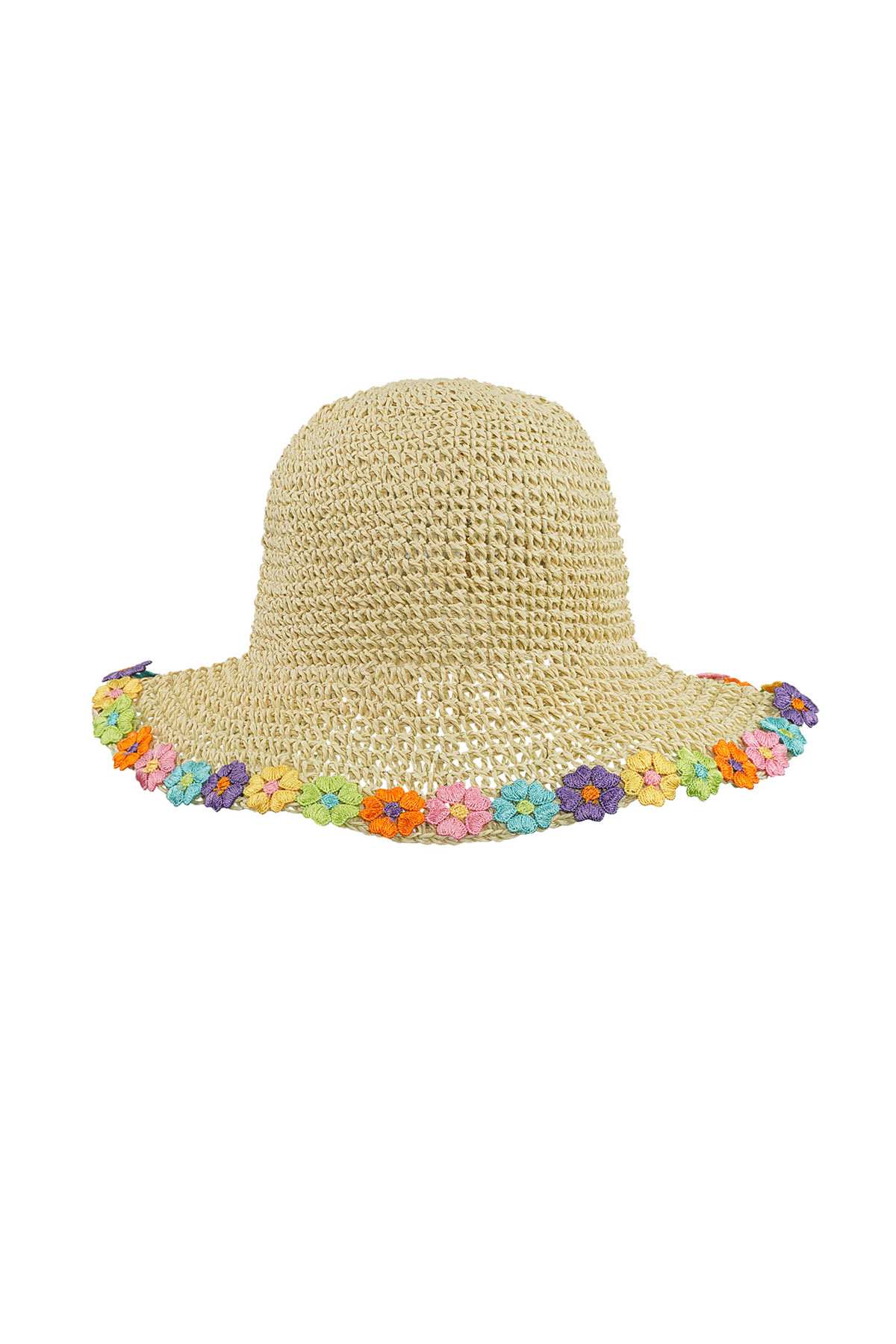 Hat with floral brim - beige 