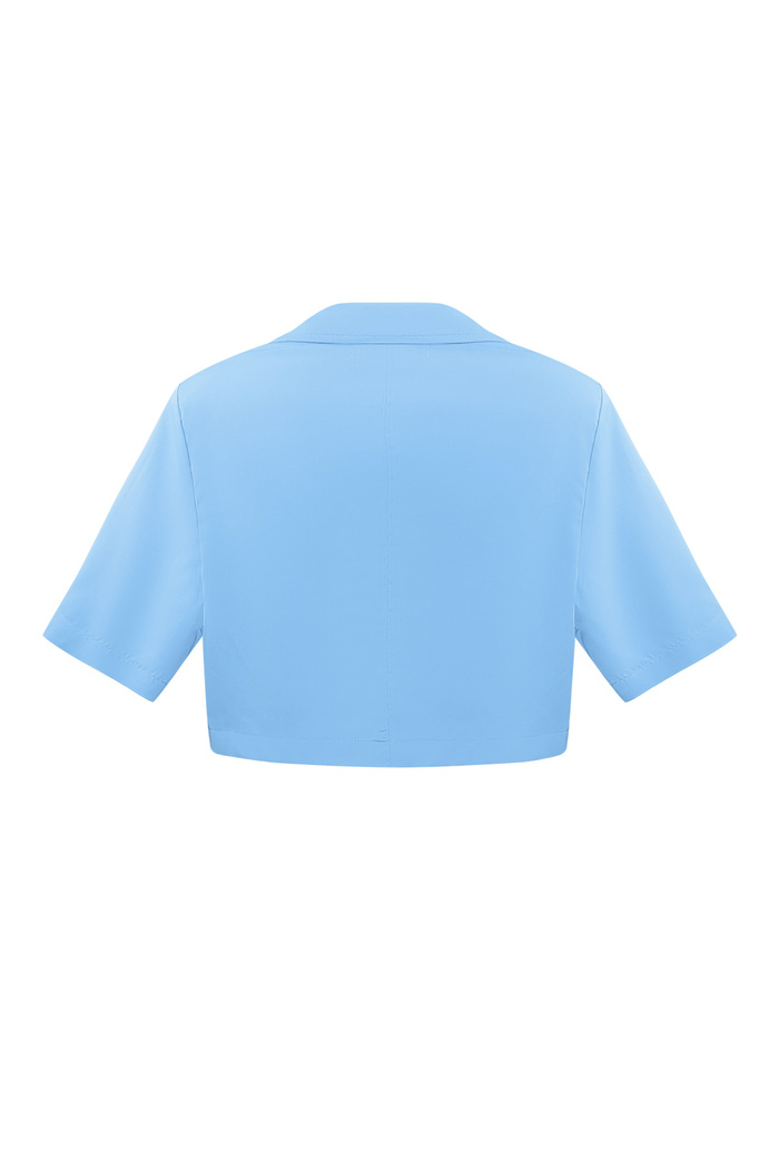 Pastel basic kısa kesim blazer - mavi Resim9