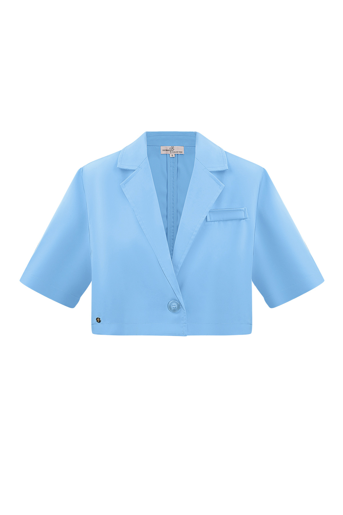 Pastel basic cropped blazer - blue 2